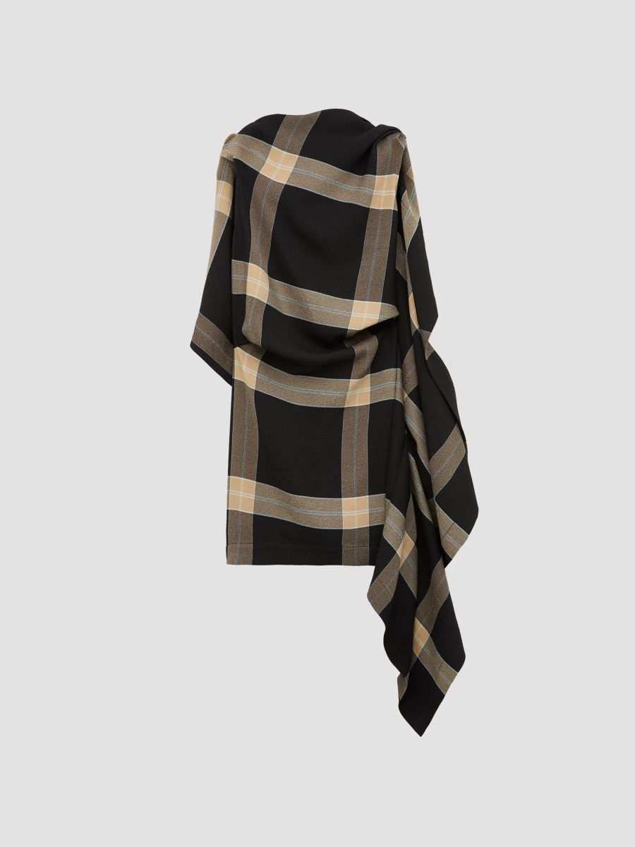 LOEWE Women's Check Tieneck Minidress - Black Beige - Size 8