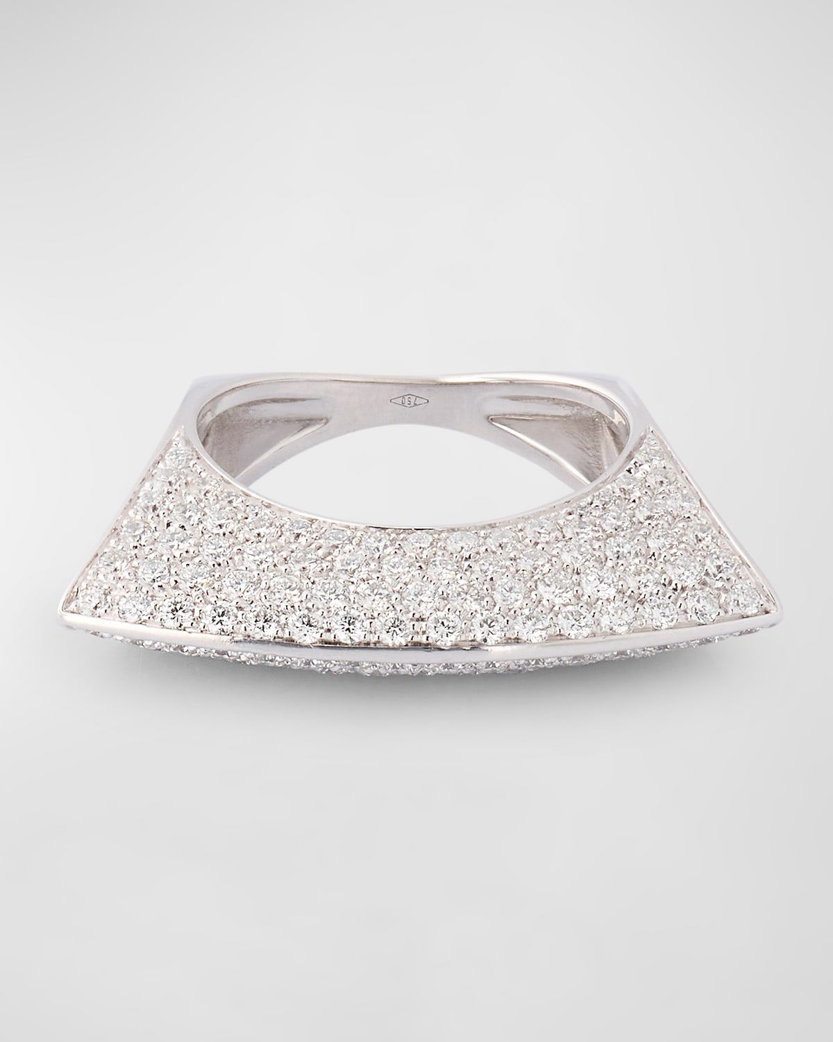 18K White Gold White Diamond Lotus Ring with Cross Pattern