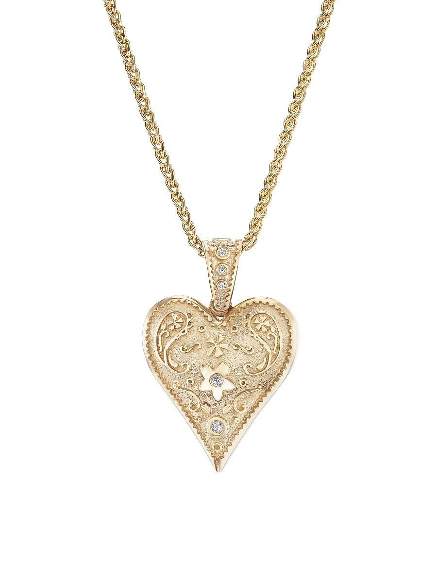 Women's Mini Southwestern Heart 14K Yellow Gold & Diamond Pendant Necklace - Yellow Gold