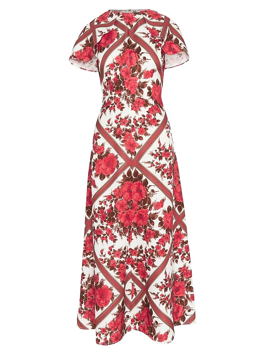 Women's The Davina Dress - Red Diamond Rose - Size Small