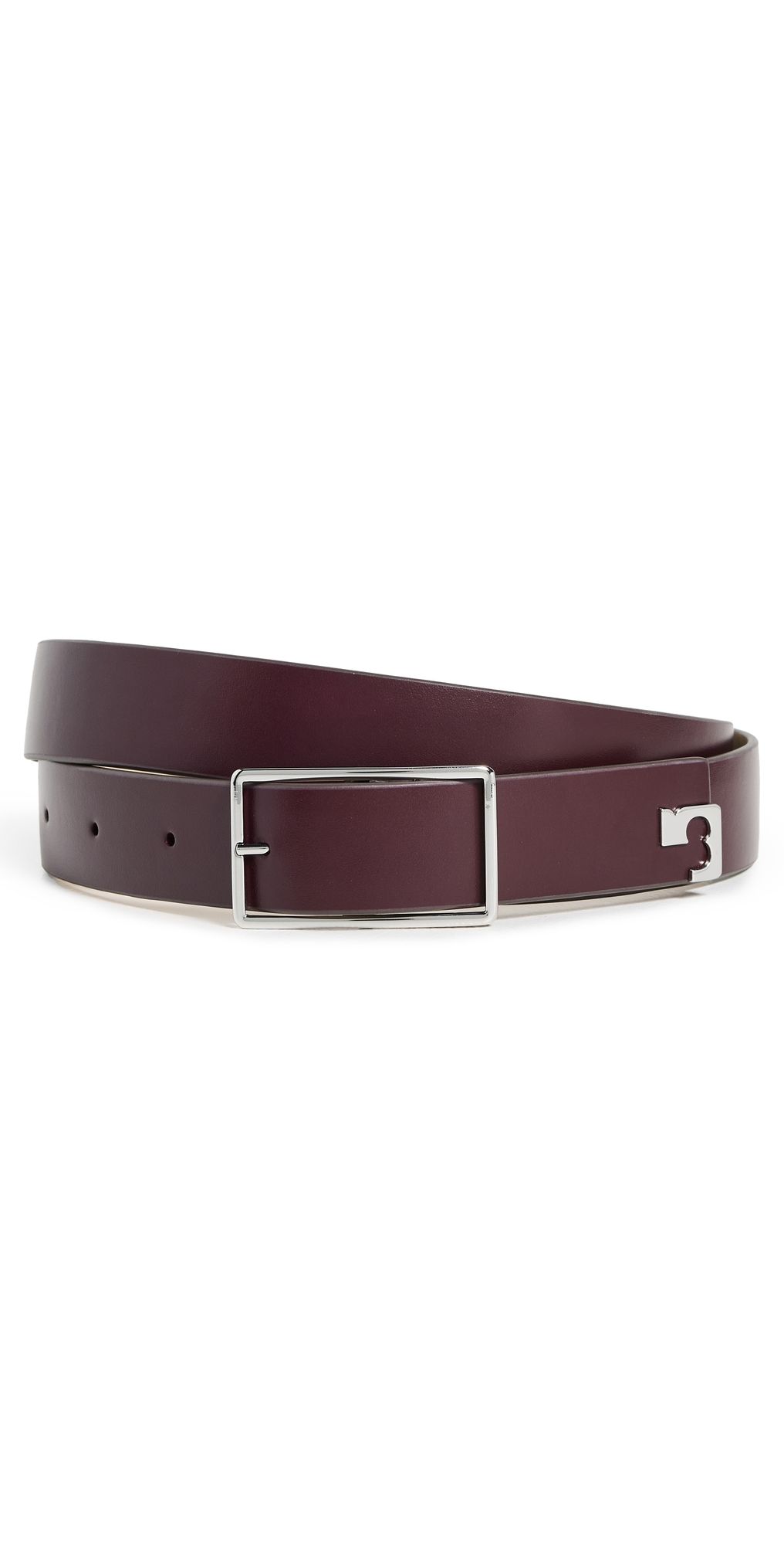 Tory Burch Eleanor Buckle Belt Dark Carmine/Silver XL
