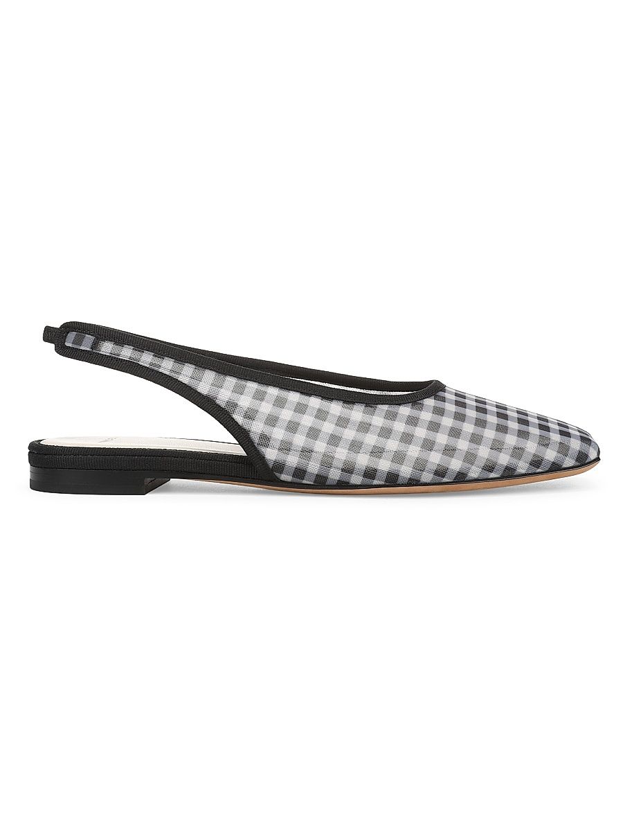 Women's Daphne Gingham Mesh Slingback Flats - Black - Size 11