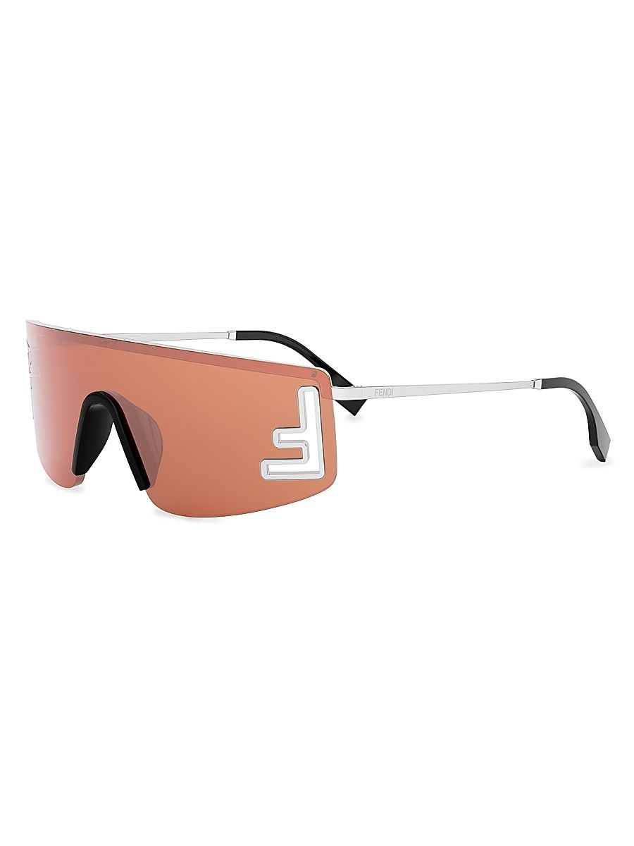 Women's Fendi Sport 141MM Shield Sunglasses - Silver Bordeaux