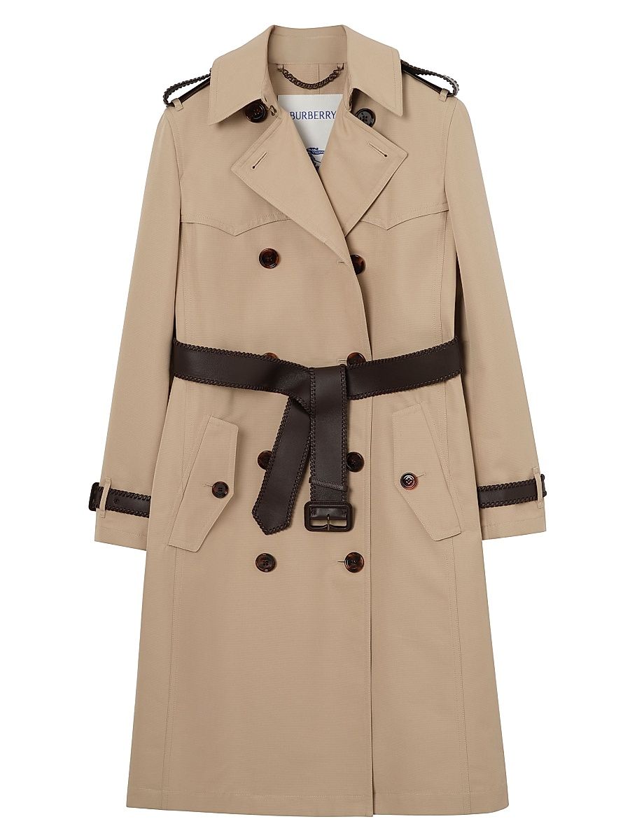 Women's Foxfield Silk-Cotton Trench Coat - Oatmeal Beige - Size 12