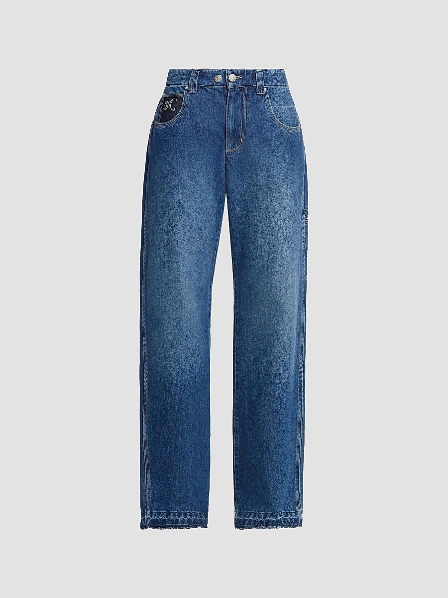 Isabel Marant Women's Jeyda Cotton Wide-Leg Jeans - Blue - Size 12