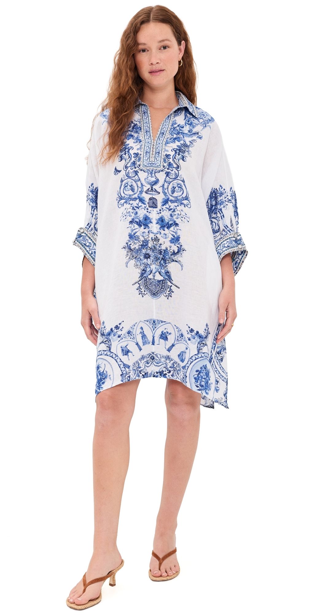 Camilla Wide Body Collared Kaftan Ceramic Panoramic XL/XXL