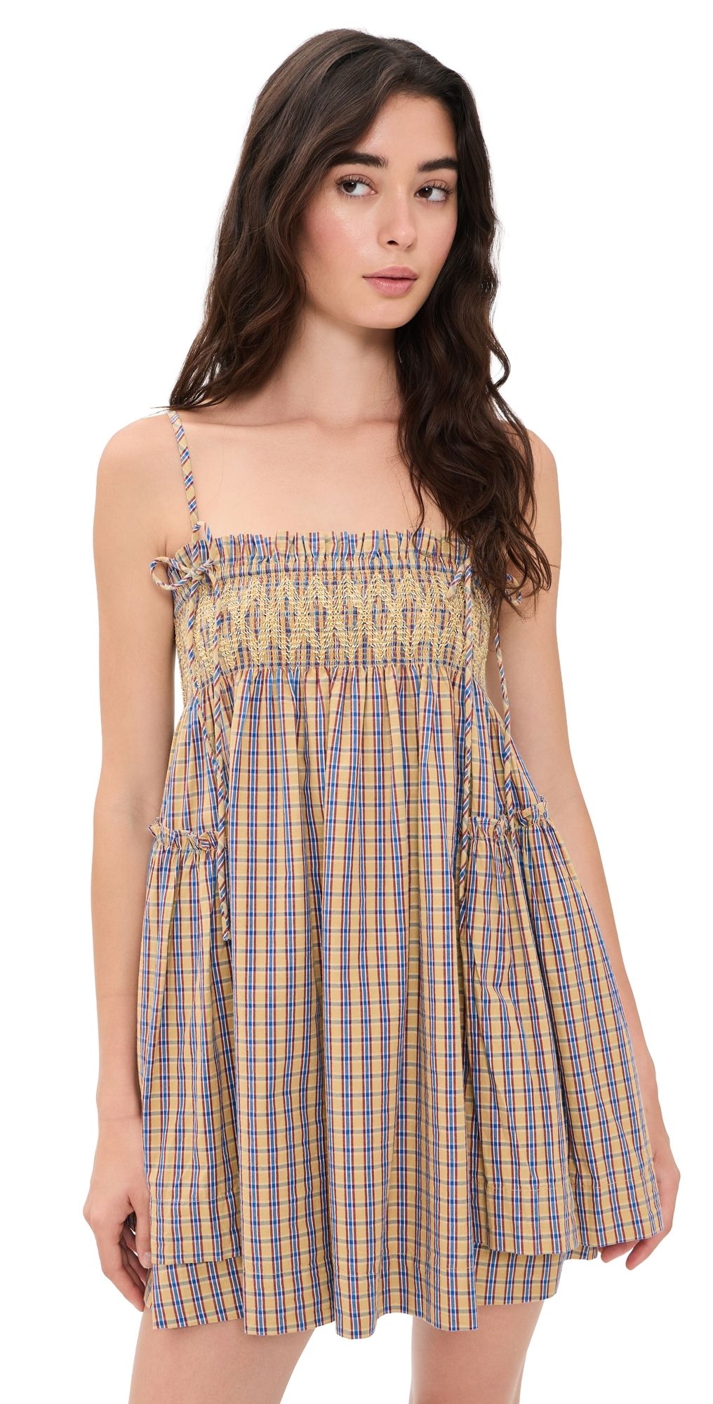 Damson Madder Marmalade Check Lilo Mini Dress Marmalade 4