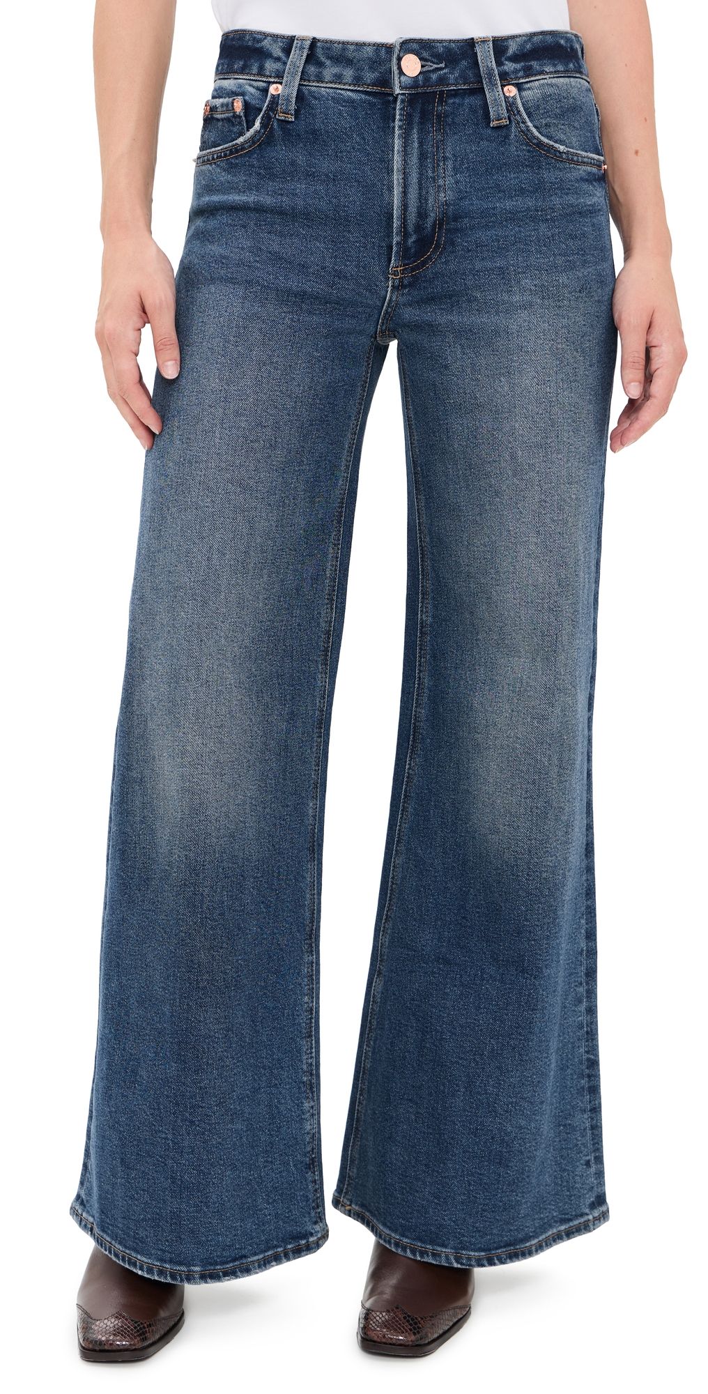 Pistola Vivian Petite Wide Leg Jeans Blue Depths 26