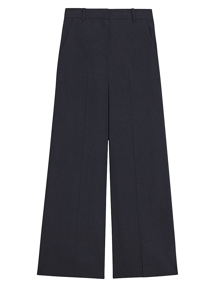 Women's Linen-Blend Wide-Leg Trousers - Concord - Size 16