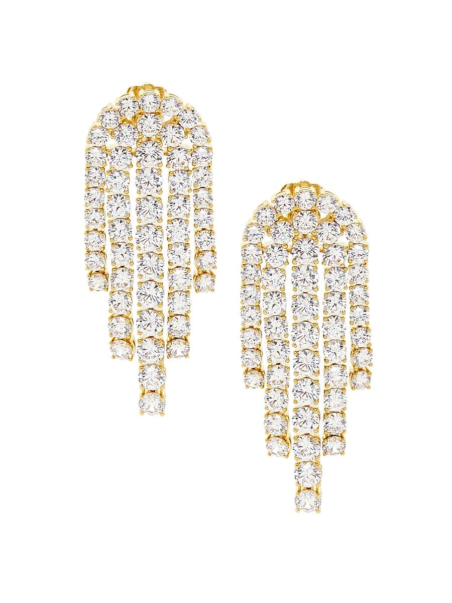 Women's Bubbly 18K-Gold-Plated & Cubic Zirconia Tennis Chandelier Earrings - Gold Crystal