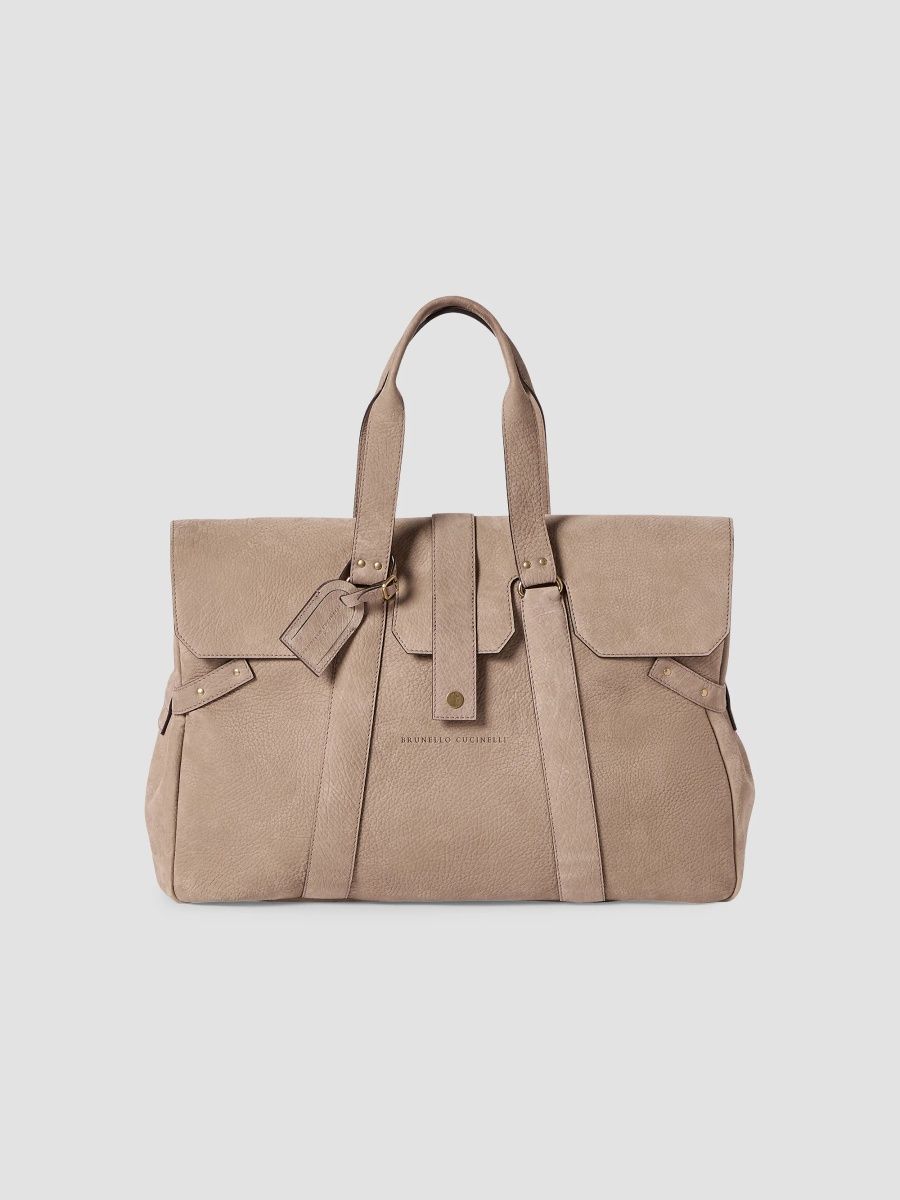 Brunello Cucinelli Men's Textured Nubuck Country Weekender Bag - Brown