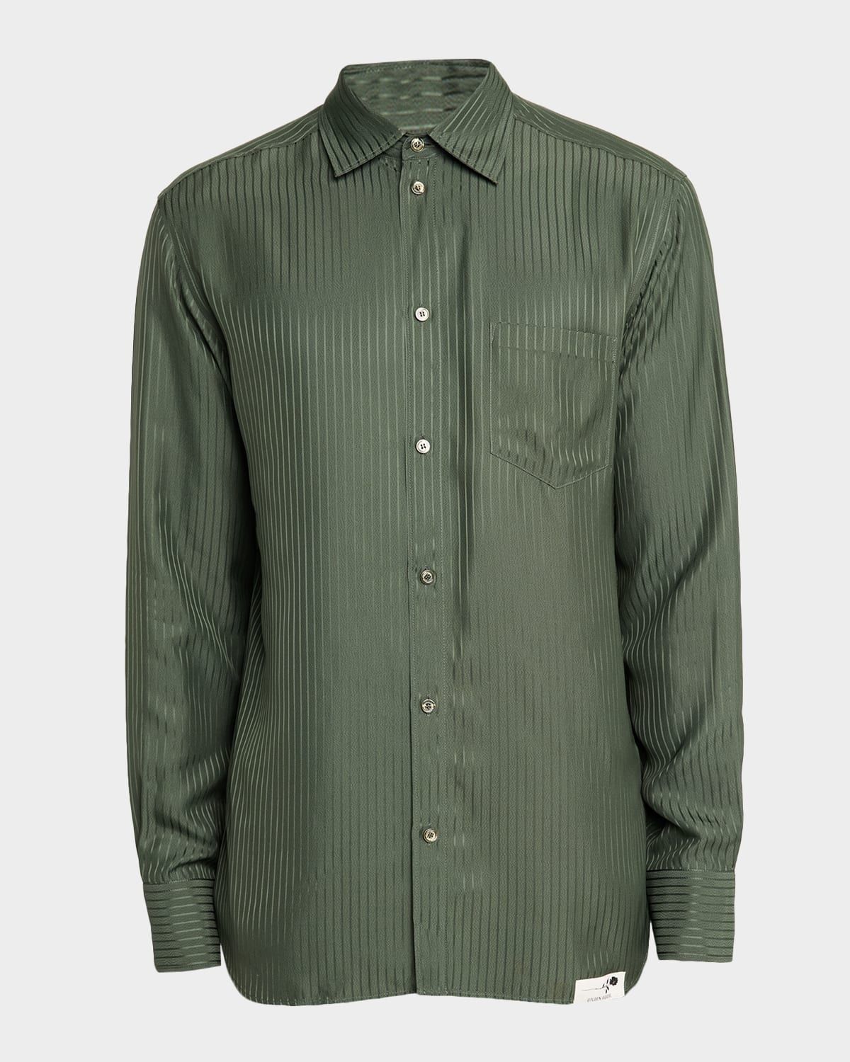 Men & apos;s Vertical Stripe Pocket Button-Down Shirt
