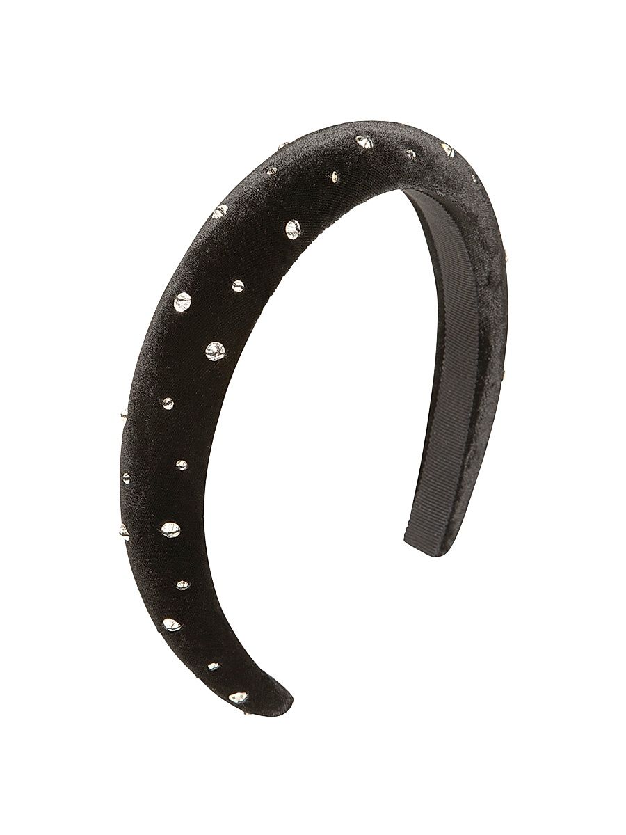 Women's Paola Emebllished Velvet Headband - Black