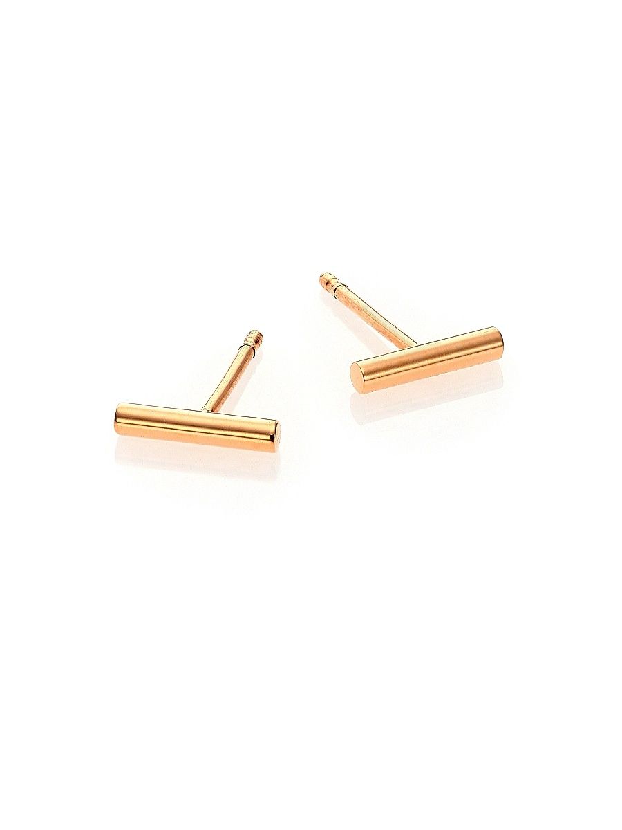 18K Rose Gold Strip Stud Earrings - Rose Gold