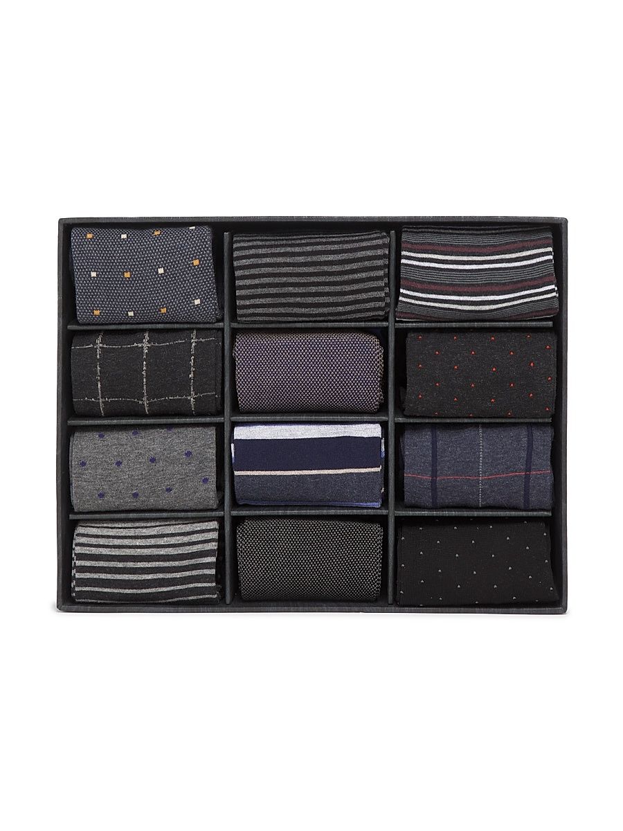 Men's Pima Cotton Luxury Crew Socks 12-Pack - Grey Mix