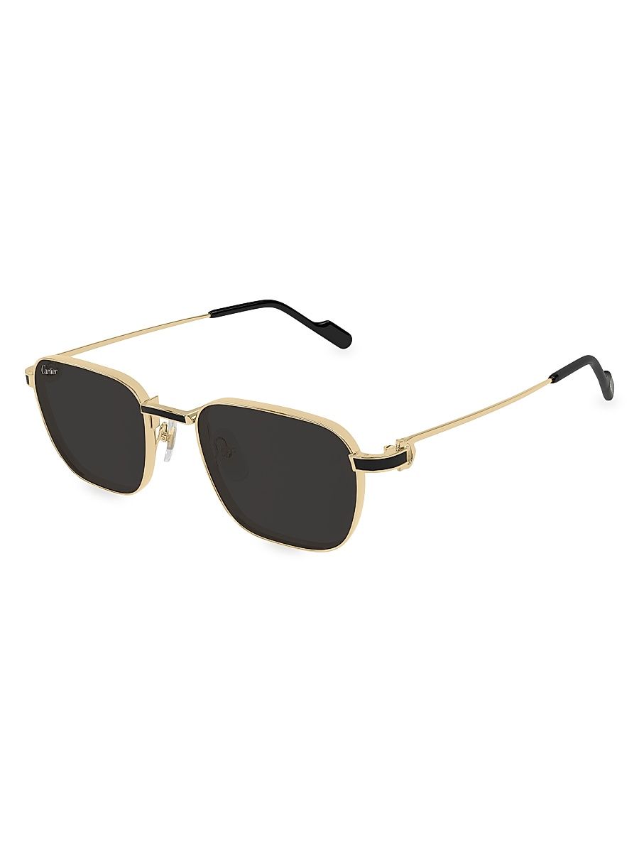 Men's Santos Evolution Première de Cartier 56MM Square Sunglasses - Dark Grey Gold