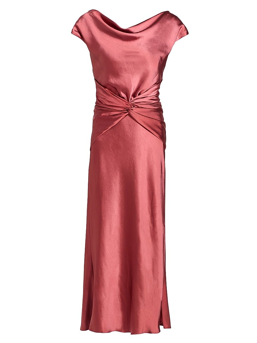 Women's Satin Bias-Cut Midi-Dress - Cayenne - Size 14