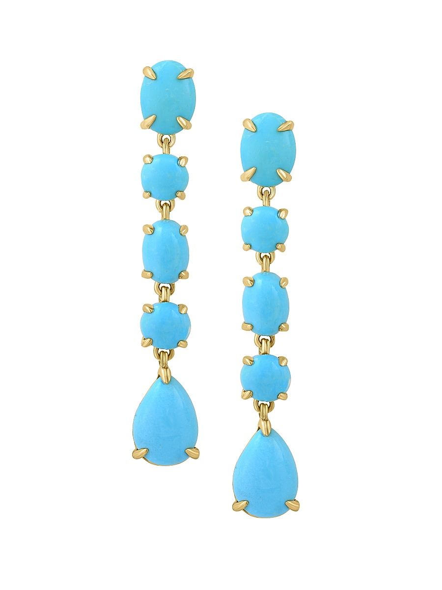 Women's 14K Yellow Gold & Turquoise Drop Earrings - Yellow Gold