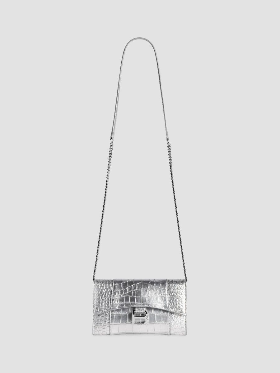 Balenciaga Women's Hourglass Wallet on Chain - Silver