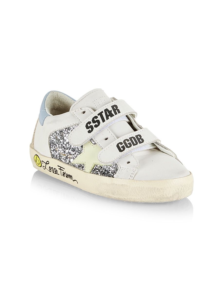 Baby Girl's, Little Girl's & Girl's Old School Glitter Sneakers - Silver White Yellow Blue - Size 10 (Toddler)