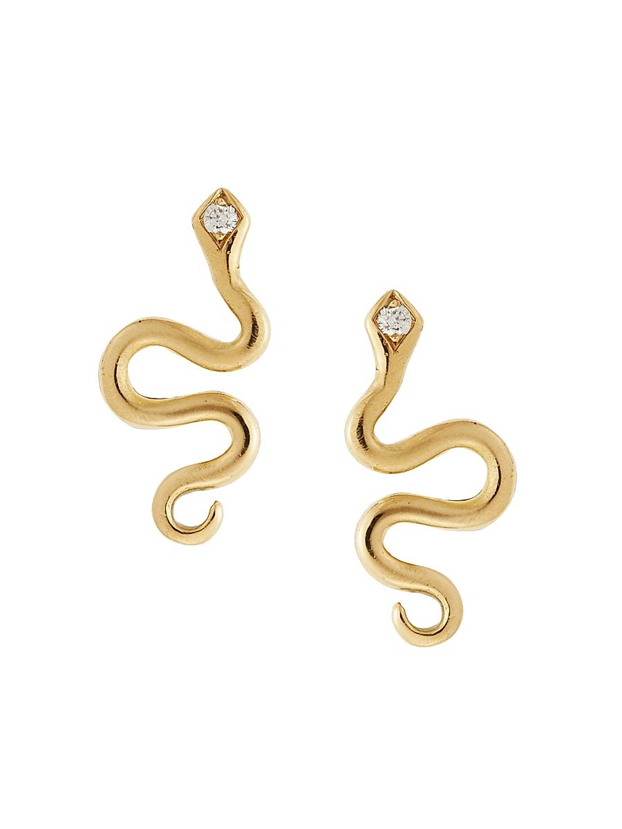 Women's Snakes 18K Yellow Gold & 0.03 TCW Diamond Stud Earrings - Gold