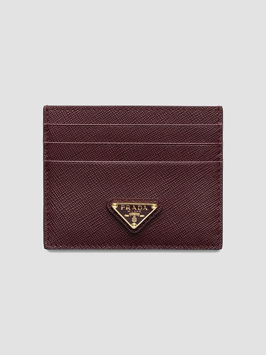 Prada Women's Saffiano Leather Card Holder - Dark Red