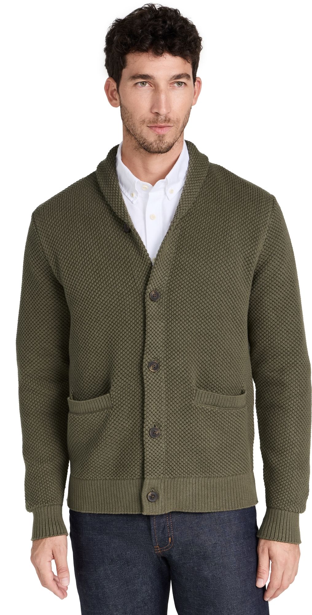 Taylor Stitch Crawford Cardigan Fatigue Olive 42