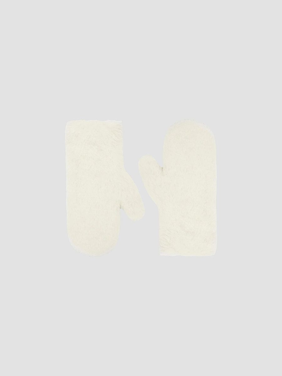 Max Mara Women's Mittens in Alpaca and Wool Teddy Fabric - Optical White - Size Medium