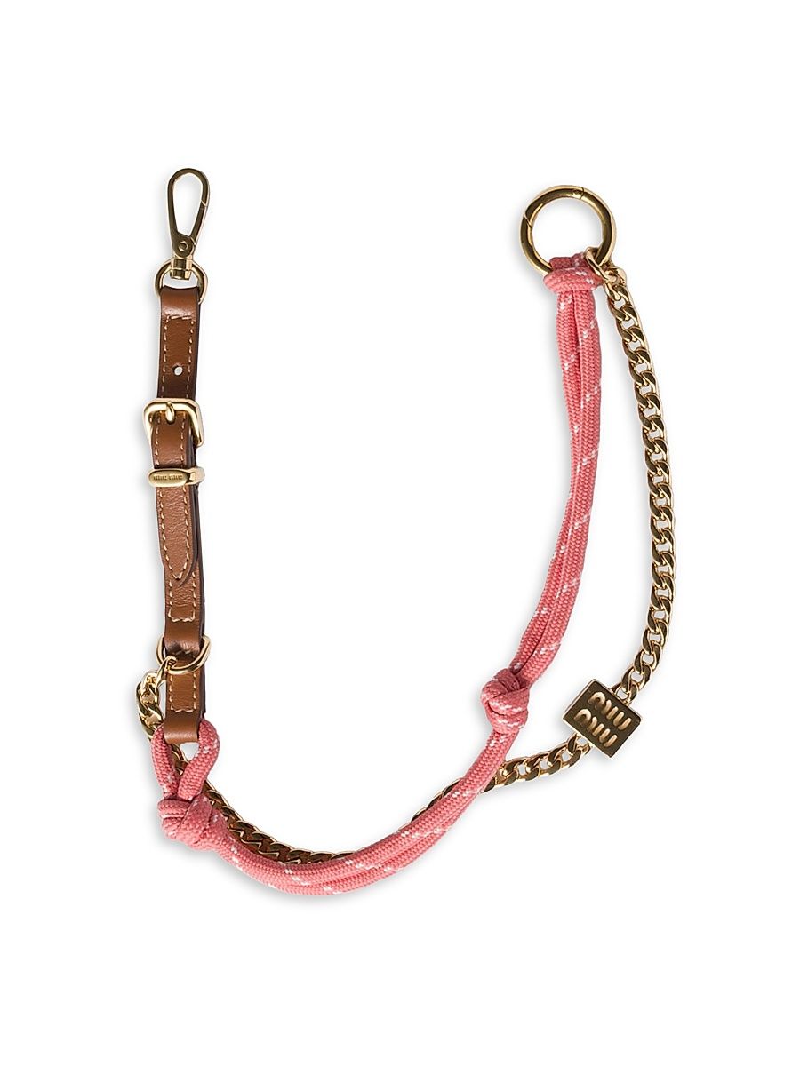 Women's Leather, Cord, and Metal Trick Bag Accessory - Brown