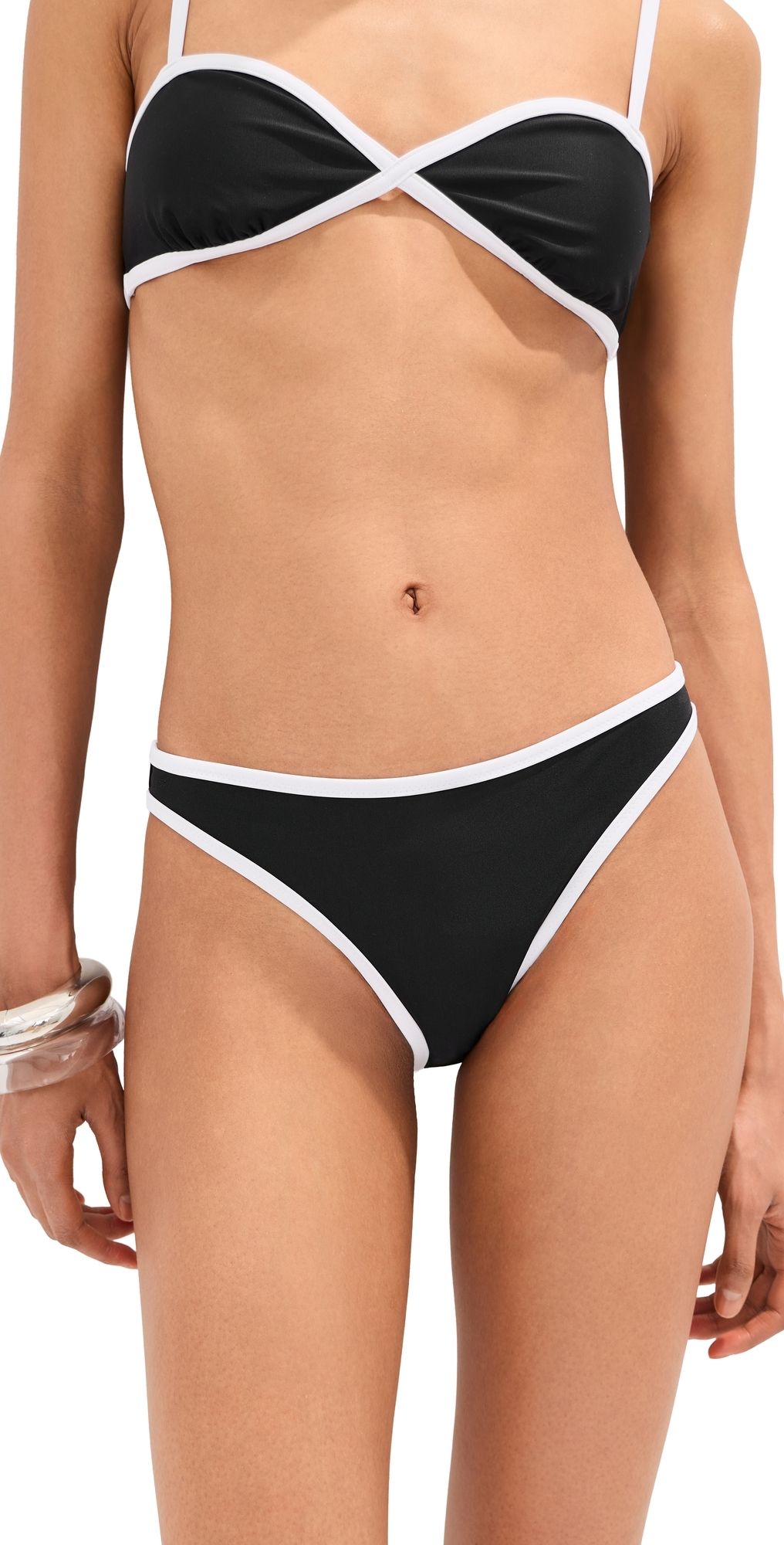LE BOP Colorblock Bikini Bottoms Black/White XS