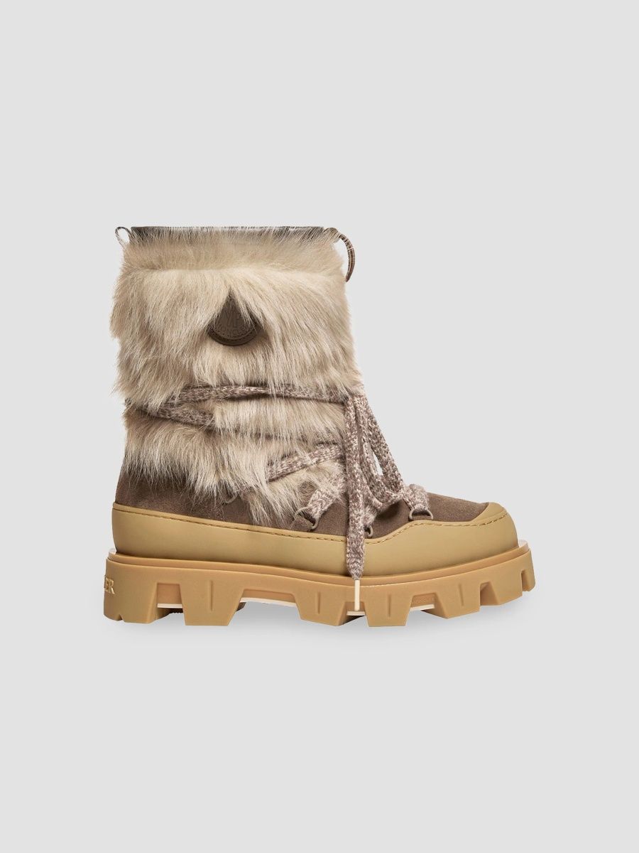Moncler Women's Peak Après Shearling & Suede Boots - Olive Green - Size 10