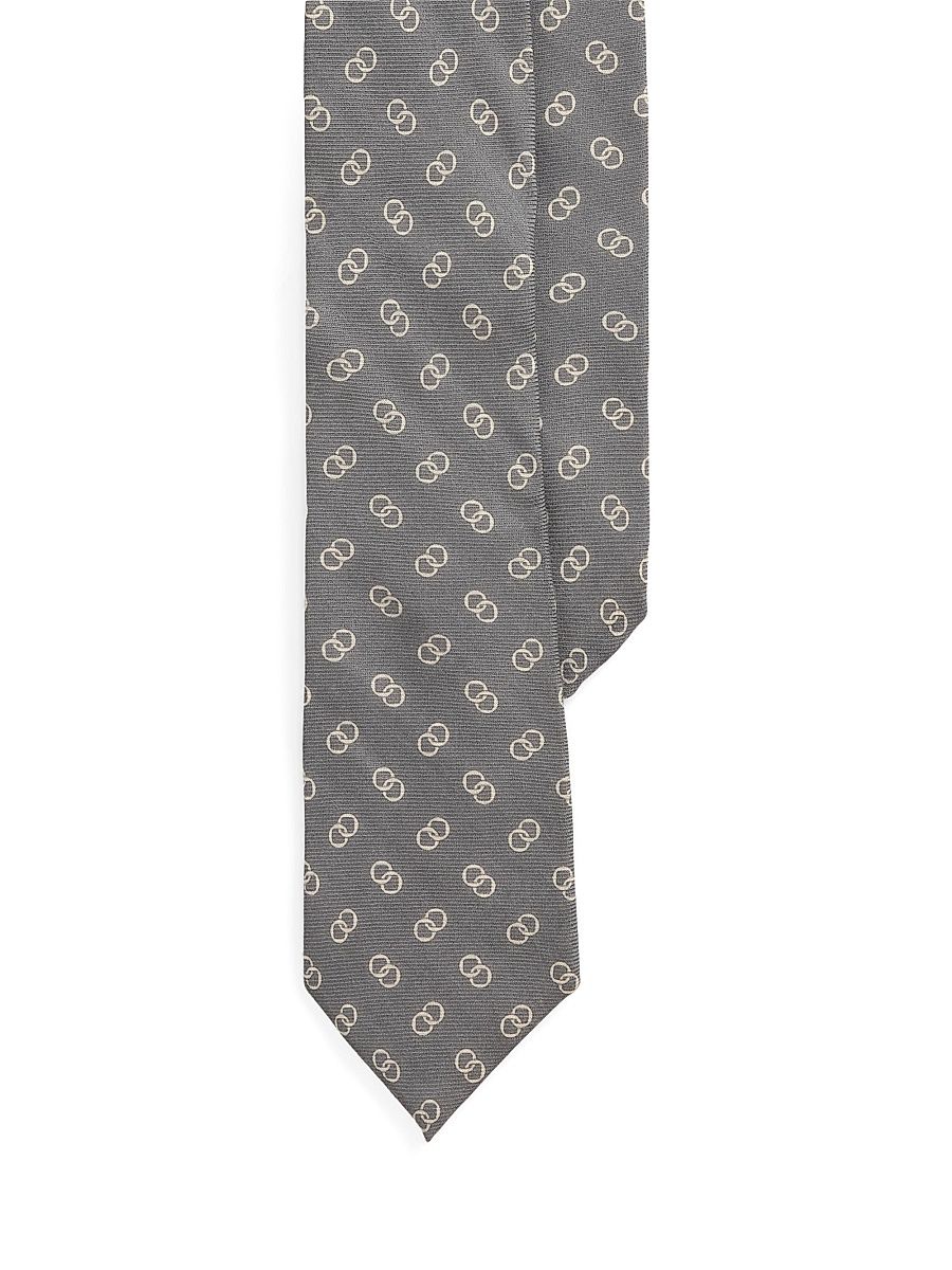 Men's Linked-Circles Cashmere-Silk Tie - Grey