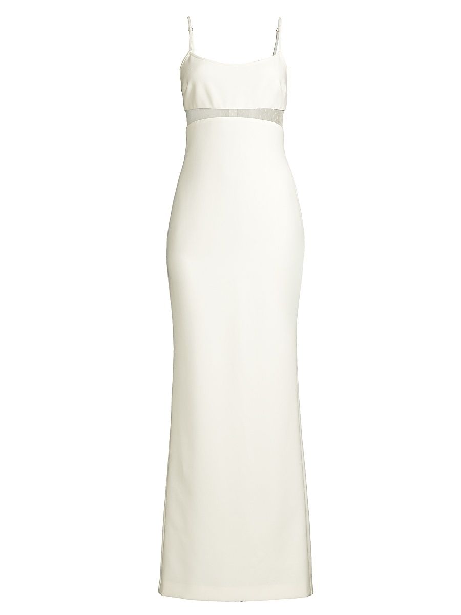 Women's Stefania Swiss Dot Inset Gown - White - Size 14