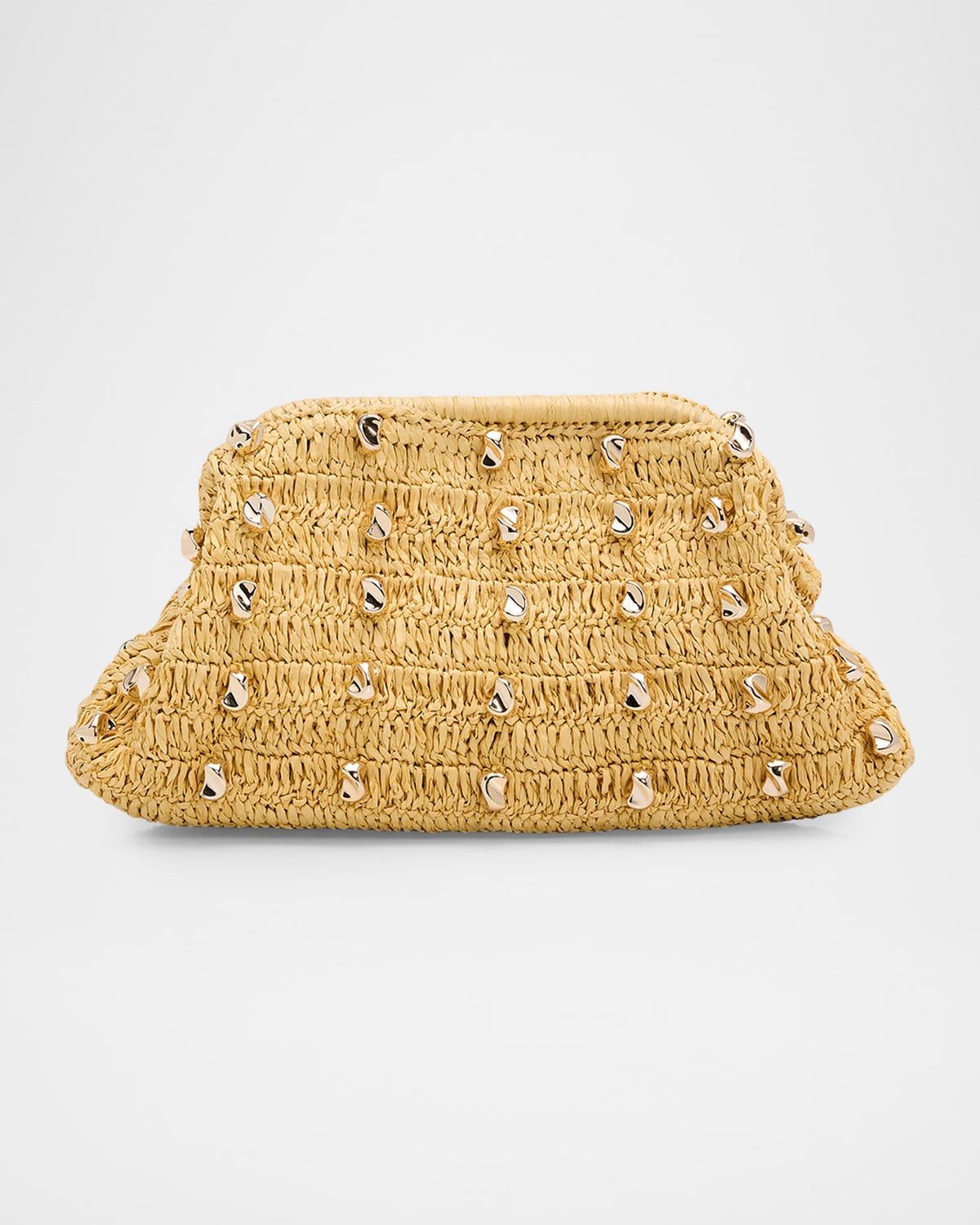 Gaila Studded Raffia Clutch Bag