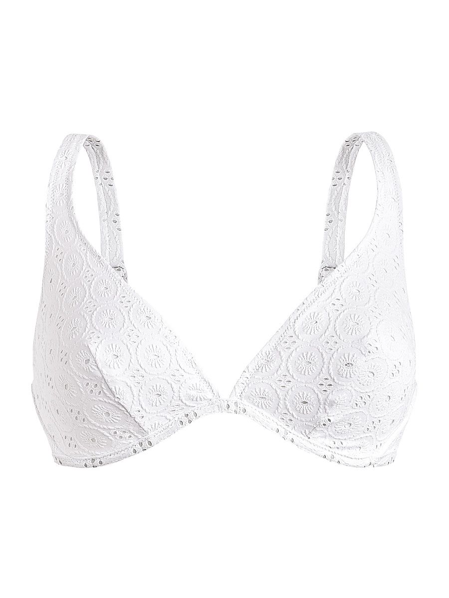 Women's Broderie Anglaise Underwire Bikini Top - Blanc White - Size Medium