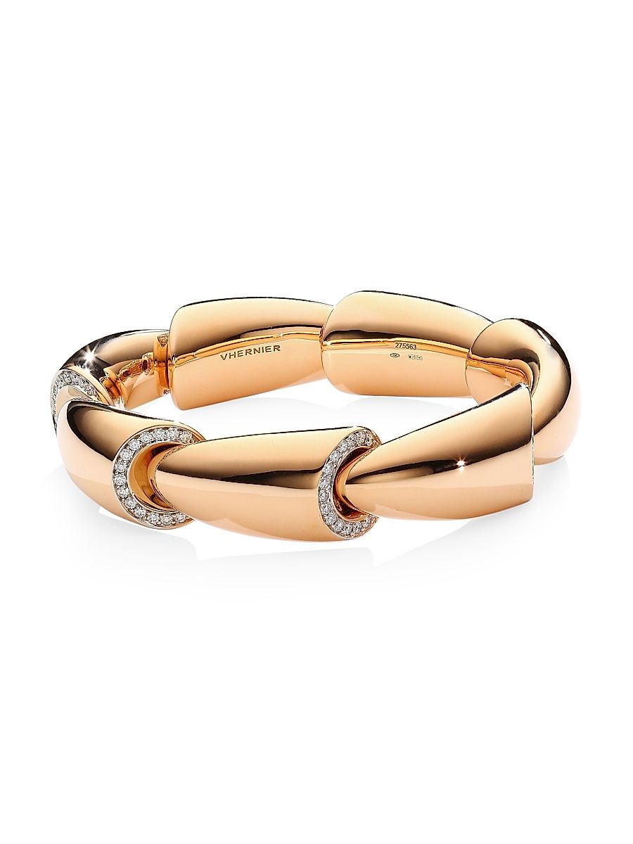 Women's Calla 18K Rose & White Gold, Titanium & 7-Edge Diamond Pavé Cuff Bracelet - Pink White Gold