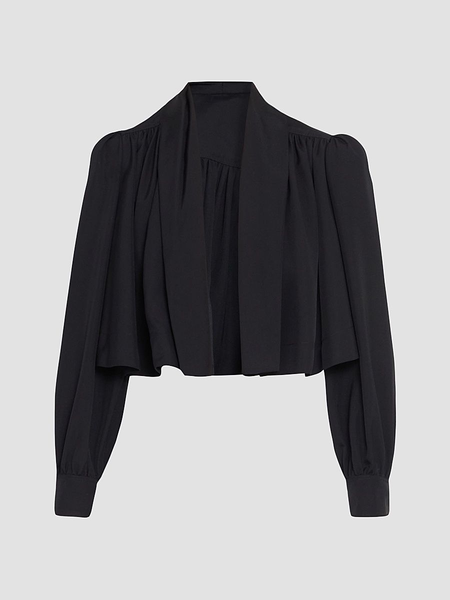 Women's Open-Front Pleated Crop Blazer - Black - Size 2