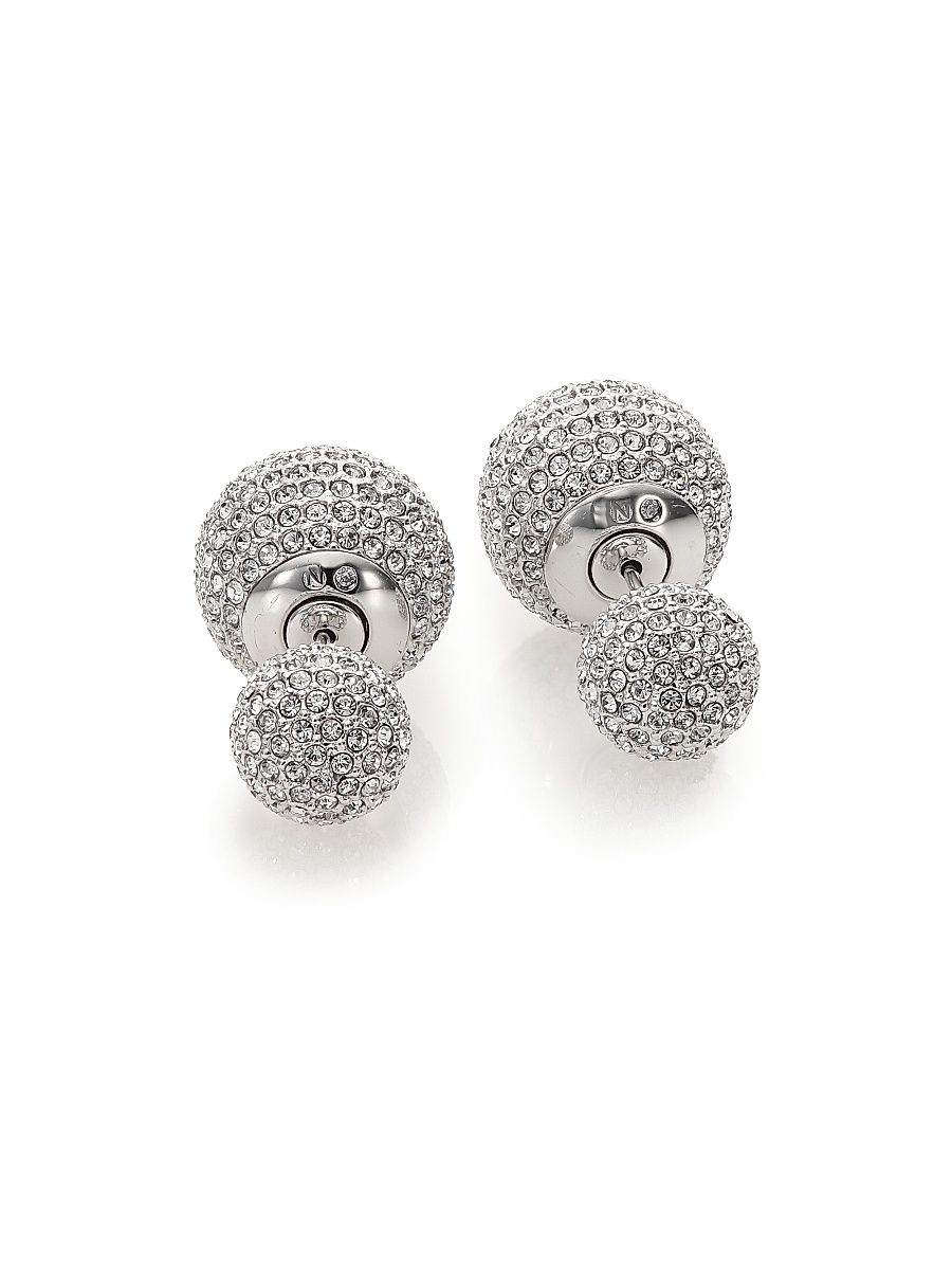Decadence Pavé Crystal Ball Two-Sided Earrings - Silver