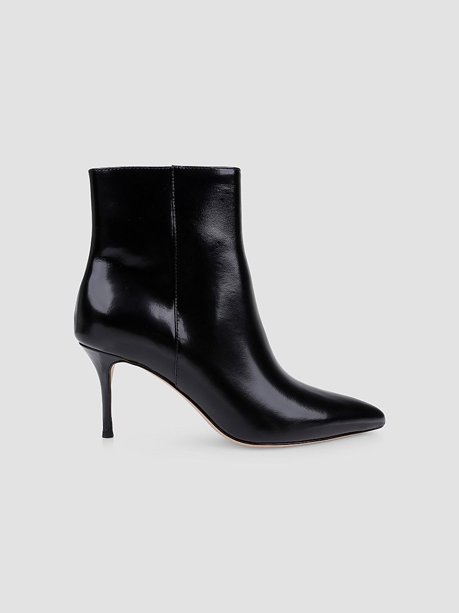 Women's Houston 75MM Leather Stiletto Booties - Black Leather - Size 6