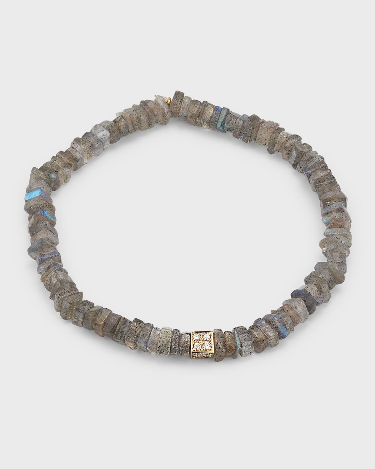 14K Yellow Gold Diamond Cube Beaded Bracelet