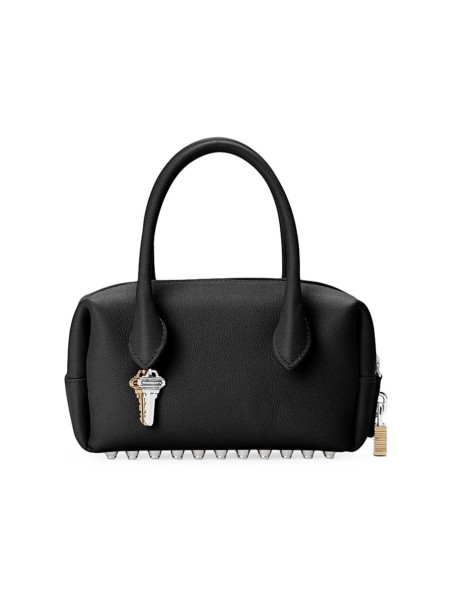 Women's Small Roux Leather Top Handle Bag - Black