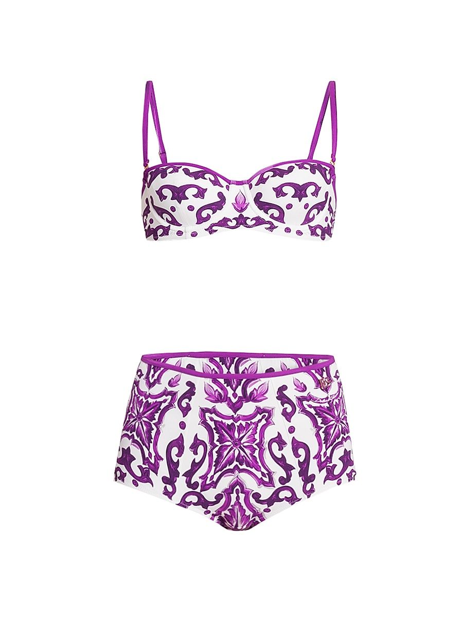 Women's Maiolica Printed 2-Piece Bikini - Mix Maiolica Viola - Size XS