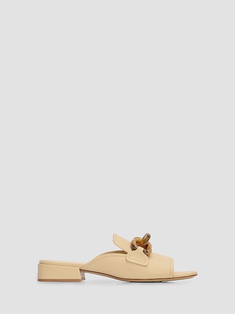 Women's Enna Chain Link Leather Mules - Custard Petitgrain Tortoise - Size 12