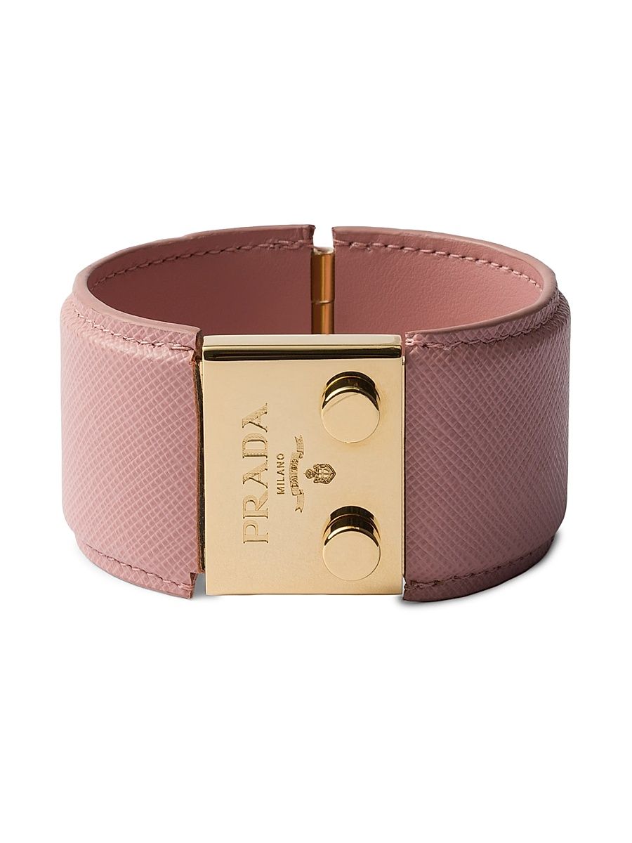 Women's Metal and Saffiano Leather Bracelet - Pink - Size Medium