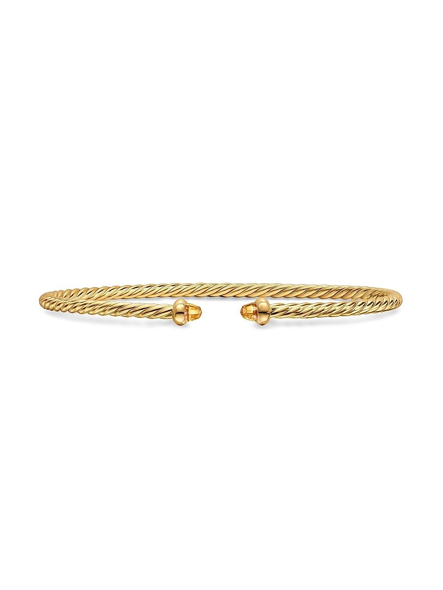 Women's Micro Cablespira Flex Bracelet in 18K Yellow Gold - Rhodolite Garnet - Size Medium