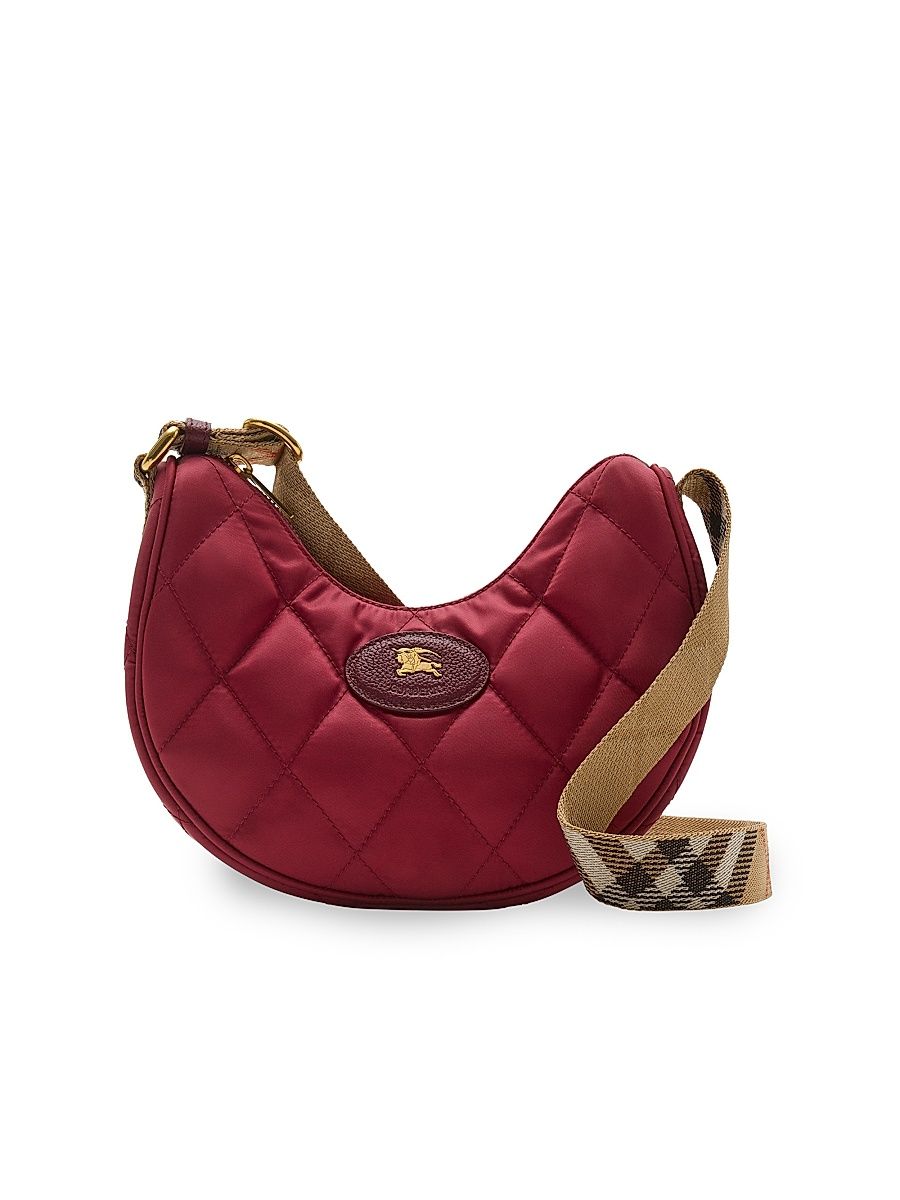 Women's Quilted Horseshoe Crossbody Bag - Red
