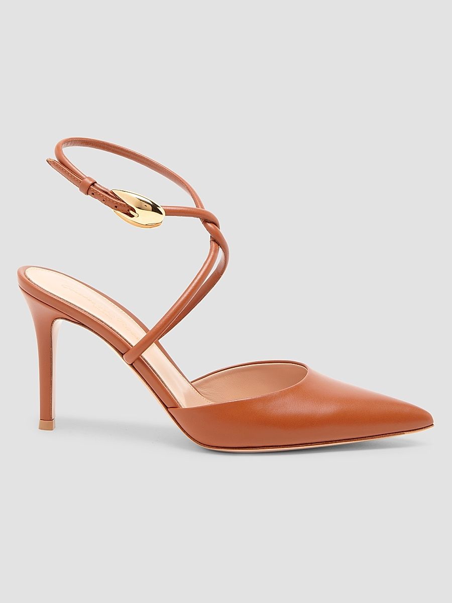Women's 85MM Ankle Wrap Leather Pumps - Sedona - Size 11.5
