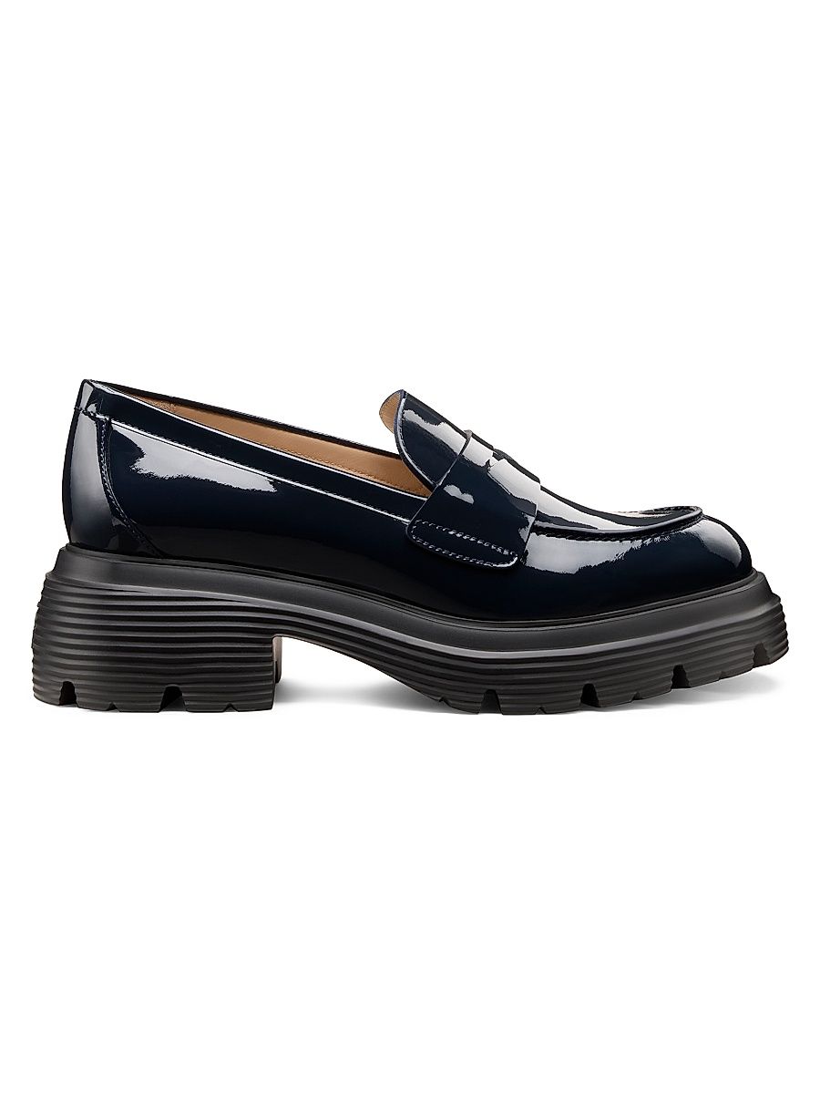 Women's Hudson Lite 40MM Patent Leather Penny Loafers - Nice Blue - Size 8