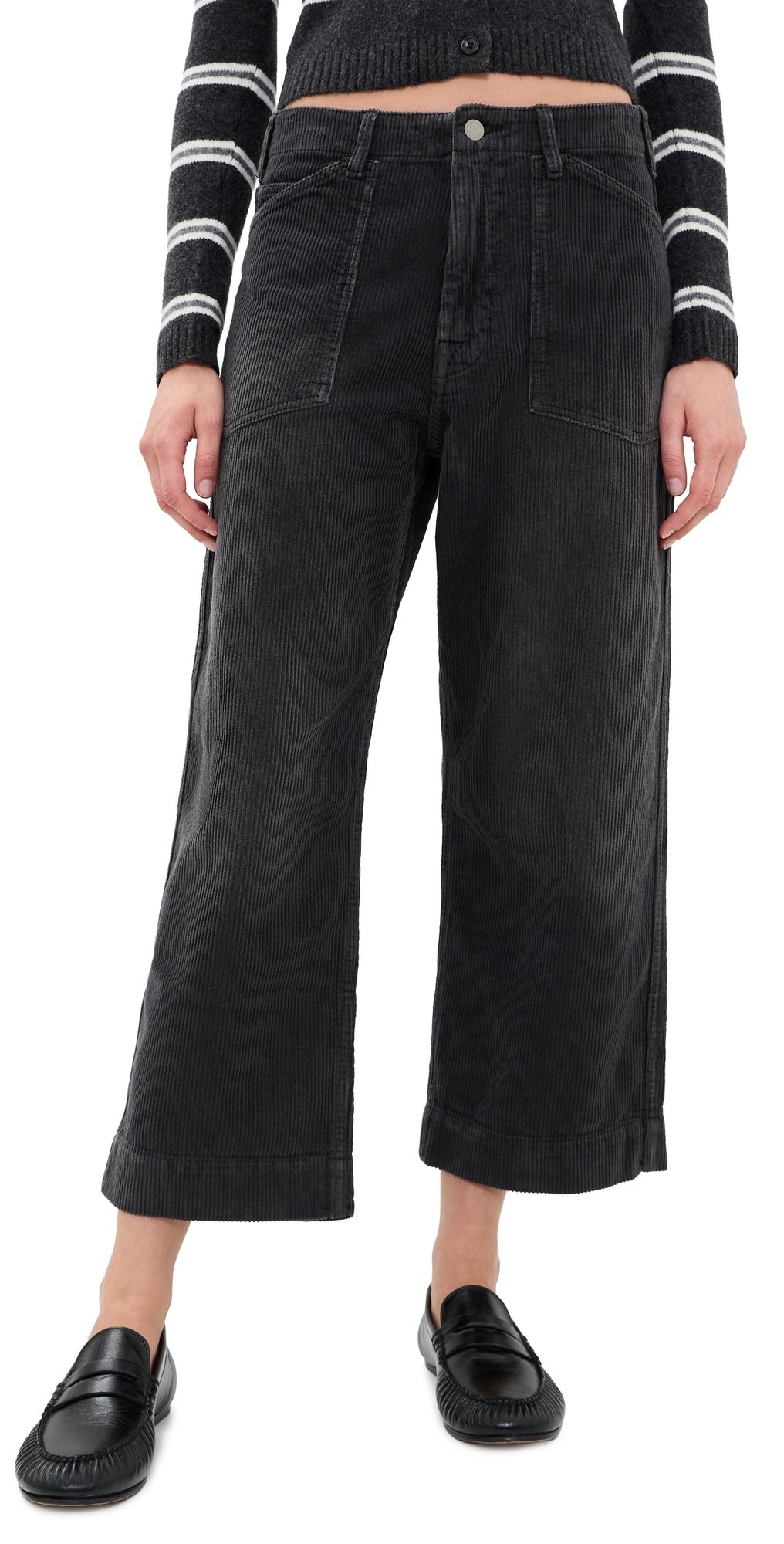 Denimist Georgia Corduroy Work Pants Washed Black Cord 30