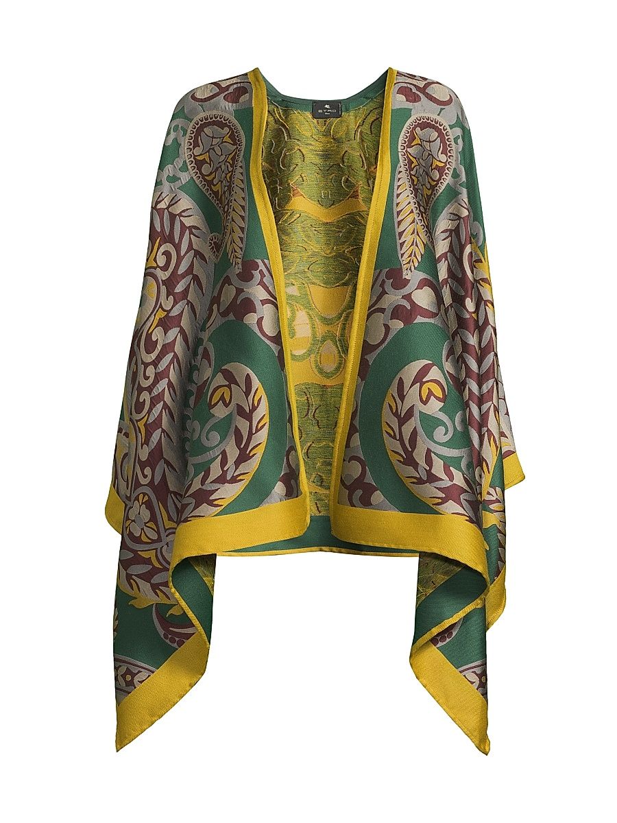 Women's Jacquard Wool-Blend Cape - Stampa F Do Verde